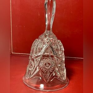 🔔 Vintage Pressed Glass Bell – Starburst & Diamond Cut, Clear Crystal